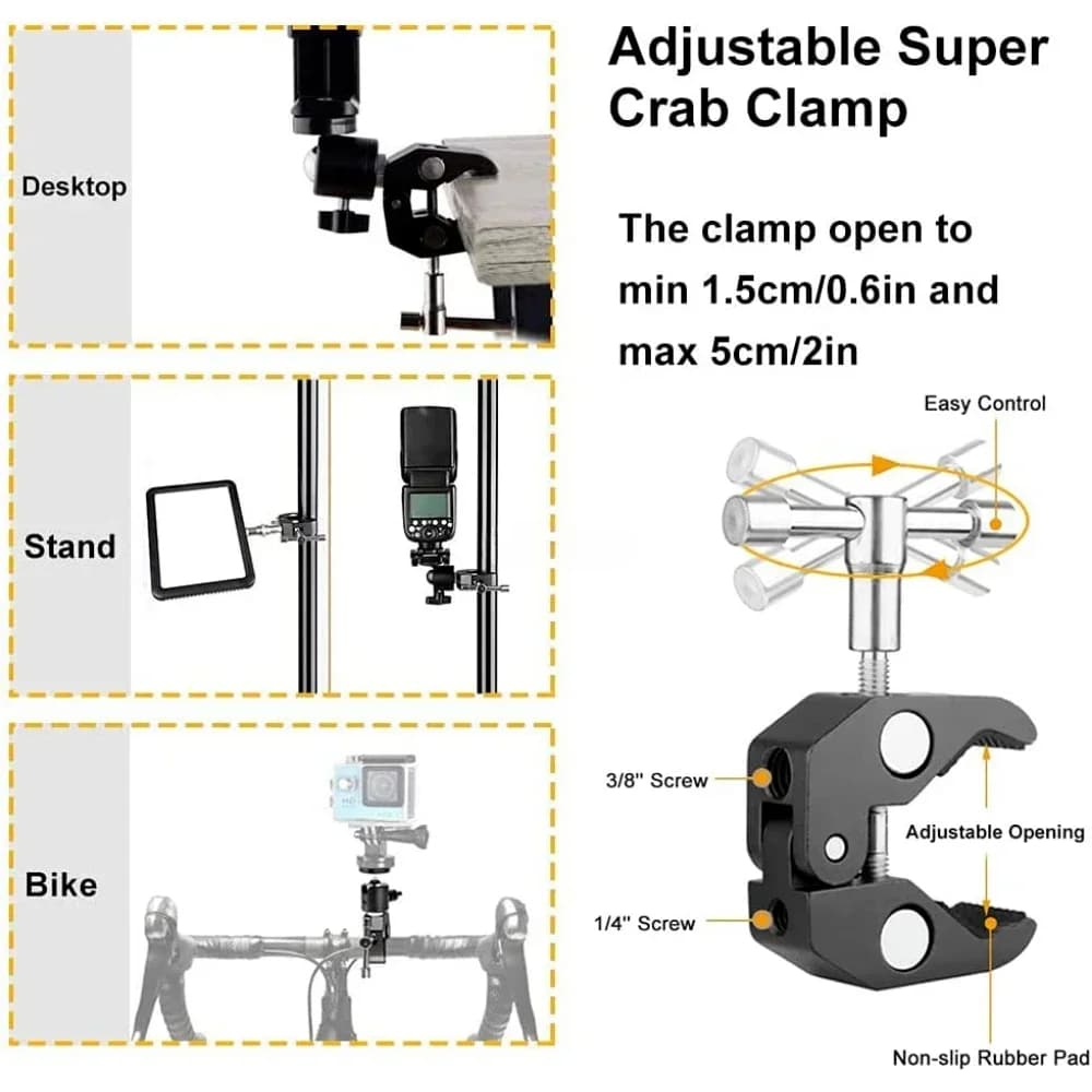 Vite da 1/4 360° ° Supporto a Sfera per Gimbal con Regolazione Rapida, Compatibile con Fotocamere Sportive DJI Insta360 Gopro