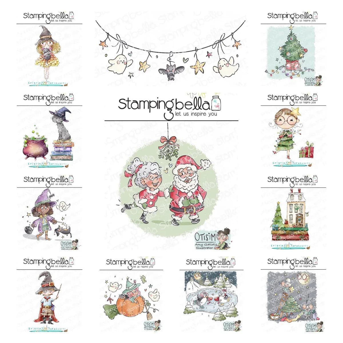 Ognissanti e Natale Mestiere di carta Die Gatto nero Strega magica Mr e Mrs Claus Ragazza Francobolli Nuovo set di stampi Stampi per diario di album fai da te