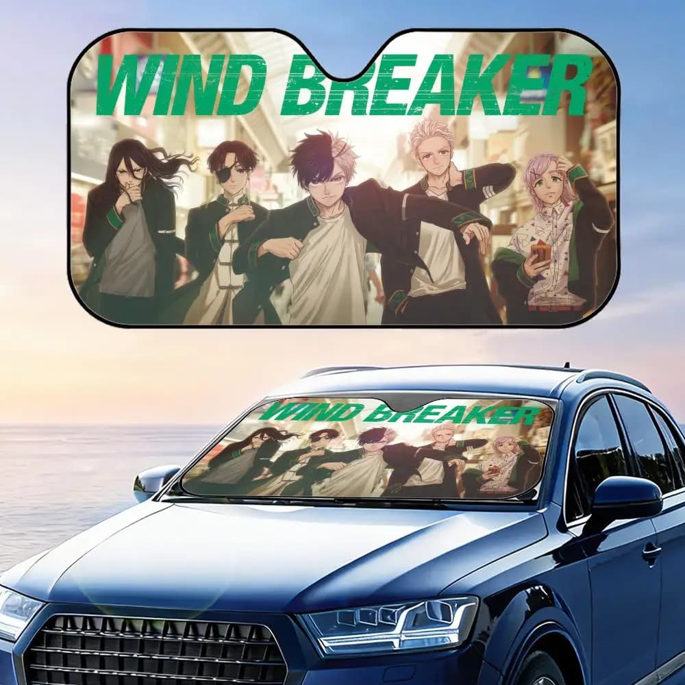 Parasole Anime Wind B-Breaker, Protezione UV Riutilizzabile in Foglio di Alluminio, Isolamento Termico a Tre Strati, Parasole per Parabrezza
