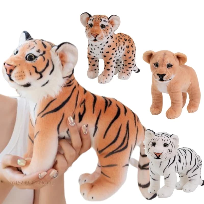 30 cm Simulazione Animale Selvatico Tigre Peluche Bambola Realistica Tigre Leopardo Leone Peluche Decorazione Della Casa Regalo Di Compleanno Per I Ragazzi