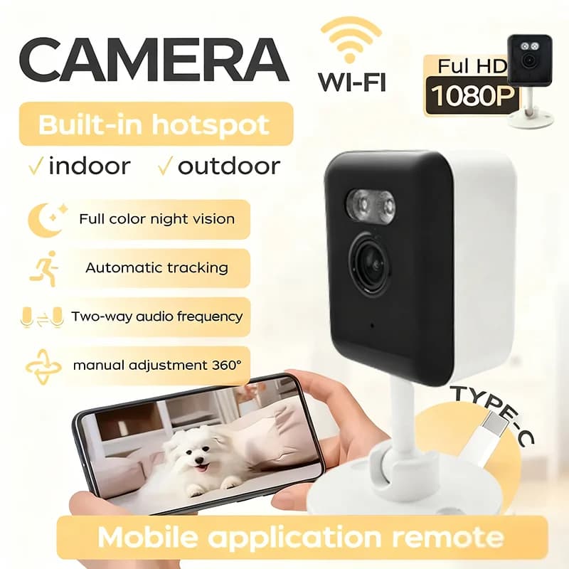 Telecamera di sicurezza interna/esterna intelligente WiFi 2.4G per la casa, telecamera per neonati/anziani/animali domestici con app per telefono, audio bidirezionale per visione notturna a colori