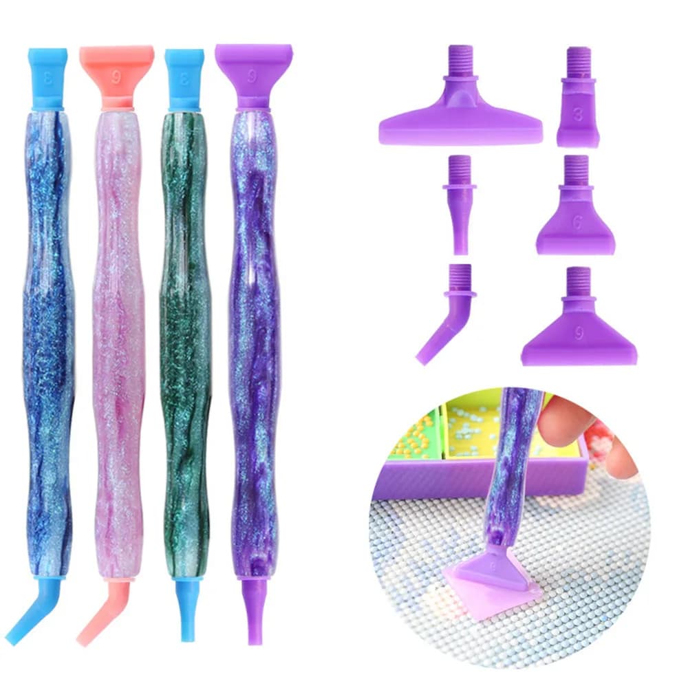 Set di Penne per Diamond Painting in Resina con Multi Applicatori 3/6/9 Punte, Ergonomiche e Colorate, Accessori per Arte Diamantata 5D e Ricamo