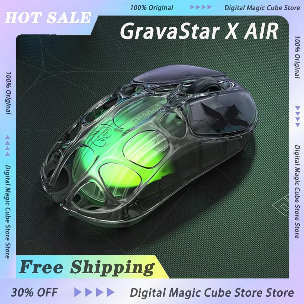Mouse Wireless GravaStar X AIR DUAL 8K in Lega di Magnesio, Mouse da Gaming Paw3950, E-sports Tri-Mode Bluetooth RGB Leggero e Cavo