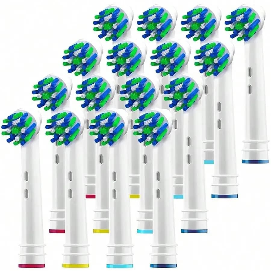 Testine di ricambio per spazzolini - Confezione da 16 testine per spazzolino elettrico generico compatibili con Oralb - Compatibili con spazzolini Crossact