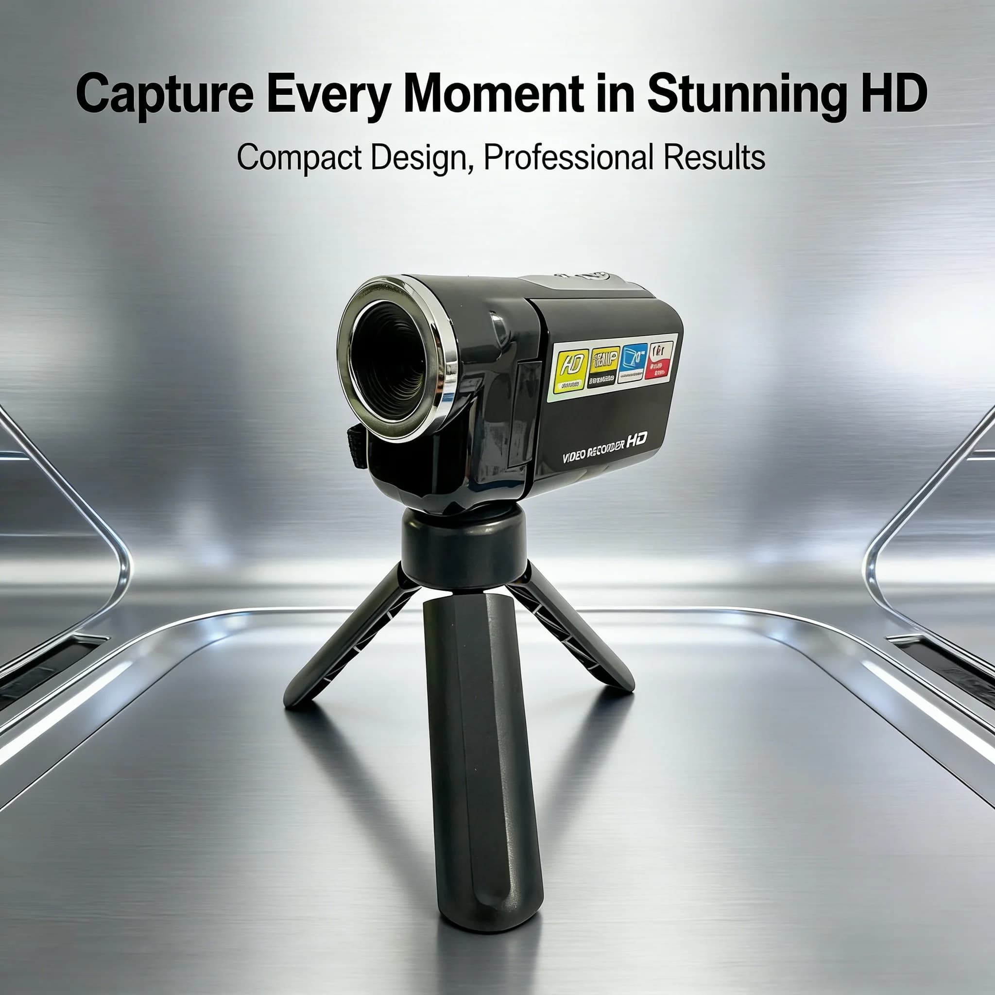 HD DV camera with mini tripod – 1280x720, 16MP, 16x digital zoom, 32GB optional card for vlogging and beginners