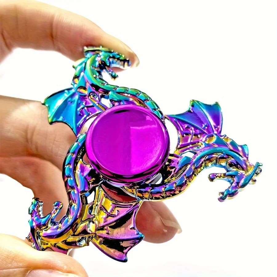 Fidget Spinner in Metallo a Forma di Drago Colorato, Giocattolo Silenzioso e Resistente per Adulti, Riduttore di Stress e Ansia