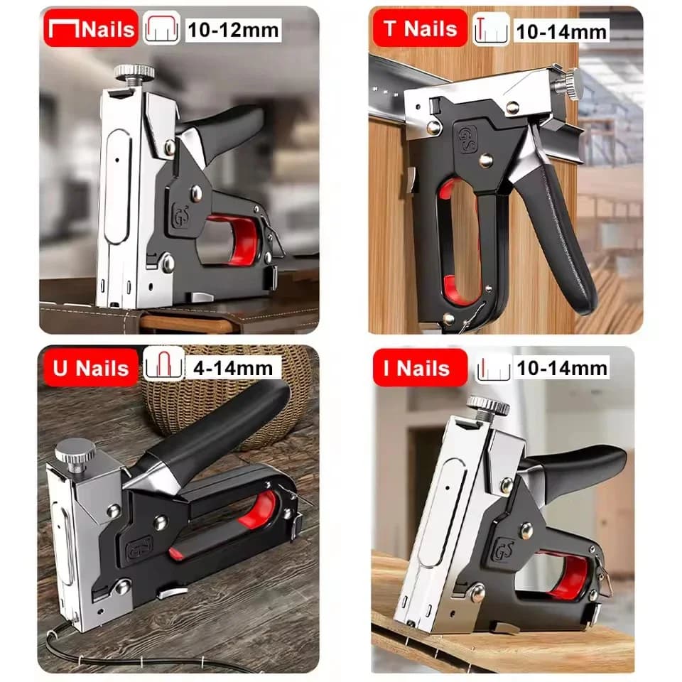 Pistola sparachiodi manuale 4 in 1 per edilizia, agrafatrice ad aria per lavorazione del legno, agrafatrice speciale per libri e fai da te domestico con 800 graffette