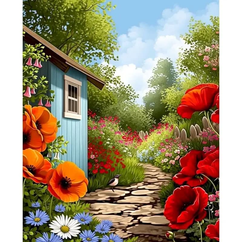 GATYZTORY Garden Paint By Numbers Handicraft Art Art Supplies Scenery Acrylic Painting on Canvas Handmade Color by Numbers Kit
