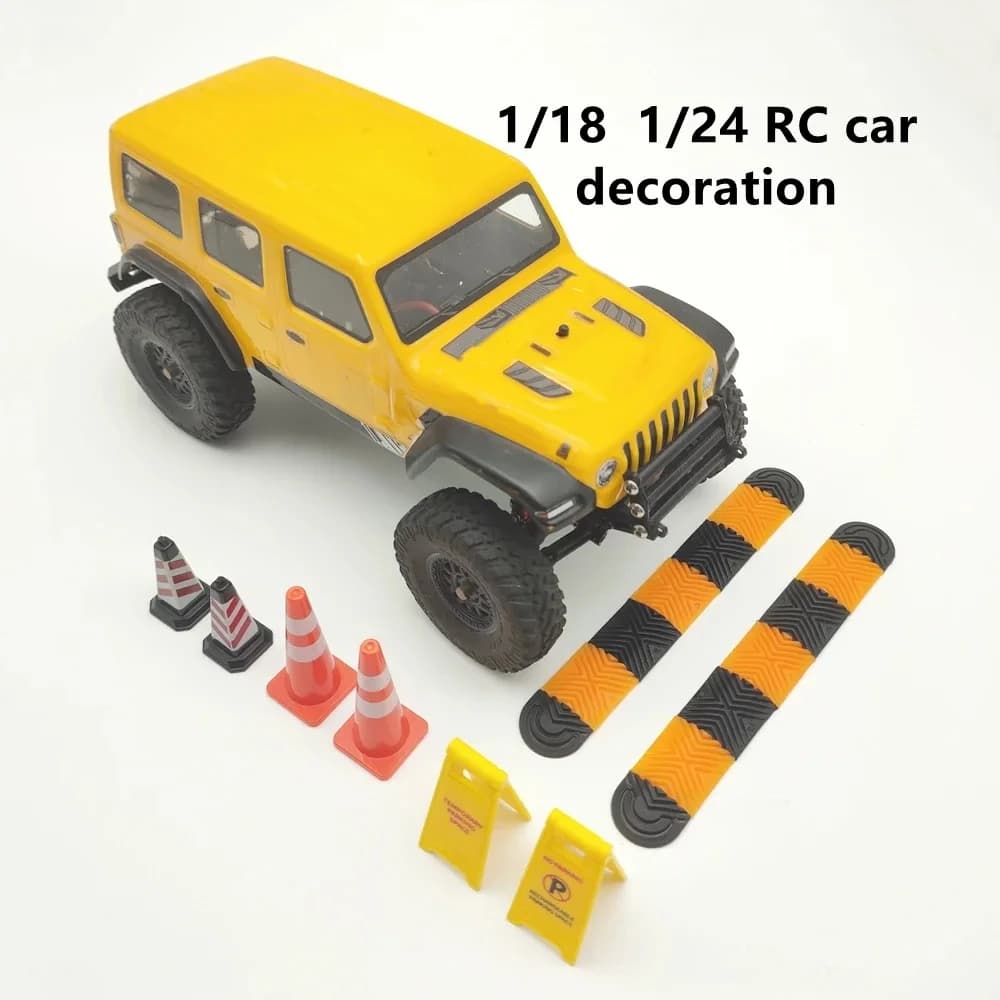 Rc Auto Speed Bump Road signs Street block Decoration for 1/18 Traxxas Trx4m 1/24 Axial Scx24 Fcx24 MN-D90 Rc Crawler Car parts