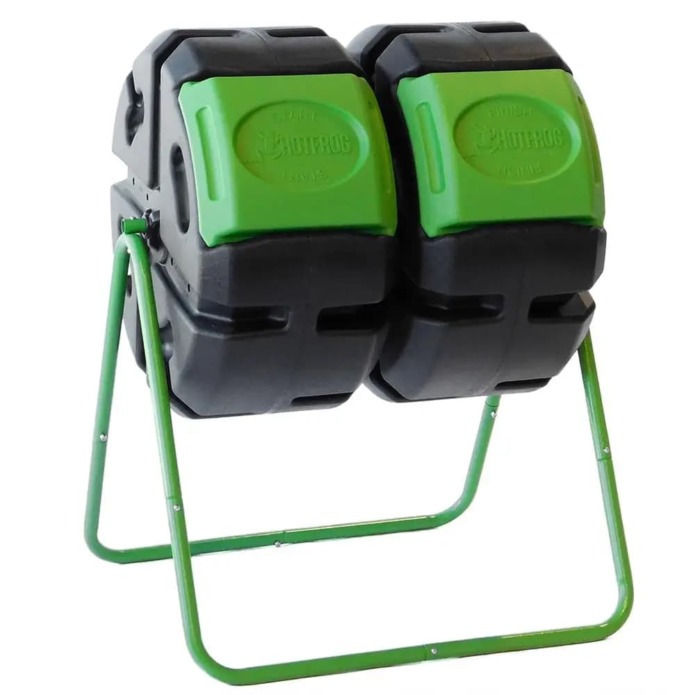 HOTFROG 37Gallon DualChamber Tumbling Composter, Black Green HFDBC4000 UVInhibited, BPAFree, Compost Bin for Garn, EasyTurn B