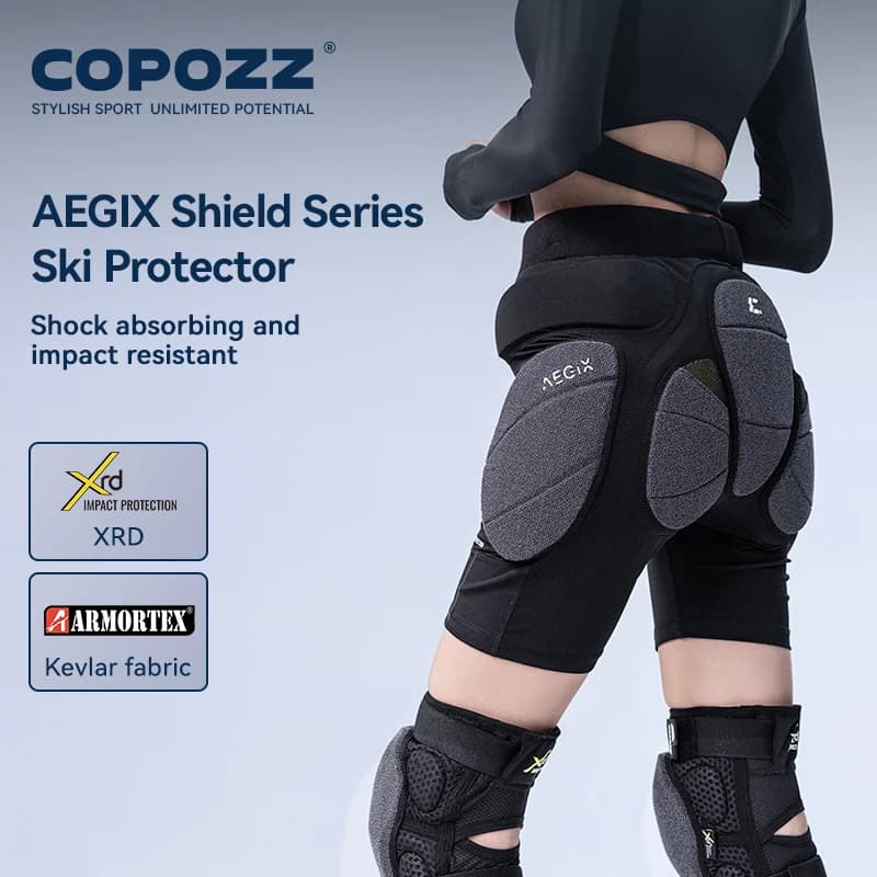 COPOZZ Sport unisex XRD Kevlar Protezione da snowboard Hip Butt Pantaloncini da moto Sci Skate Pantaloncini protettivi imbottiti Ginocchiere