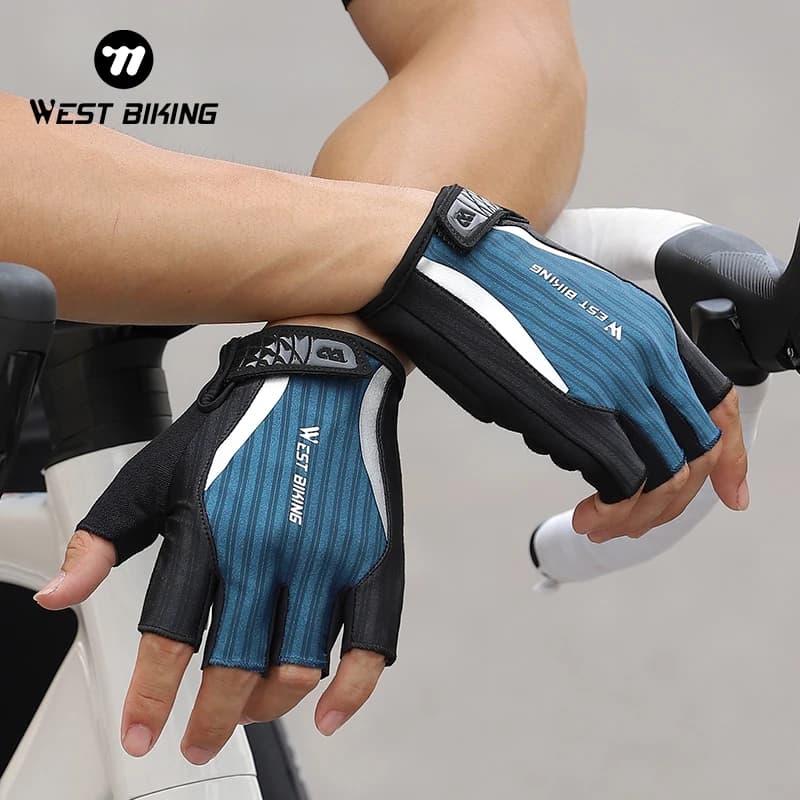 Summer Cycling Gloves WEST BIKING Mezze Dita, with Shock-resistant padding on the Palm, Breathable, for MTB and Road Bike, Sports Equipment