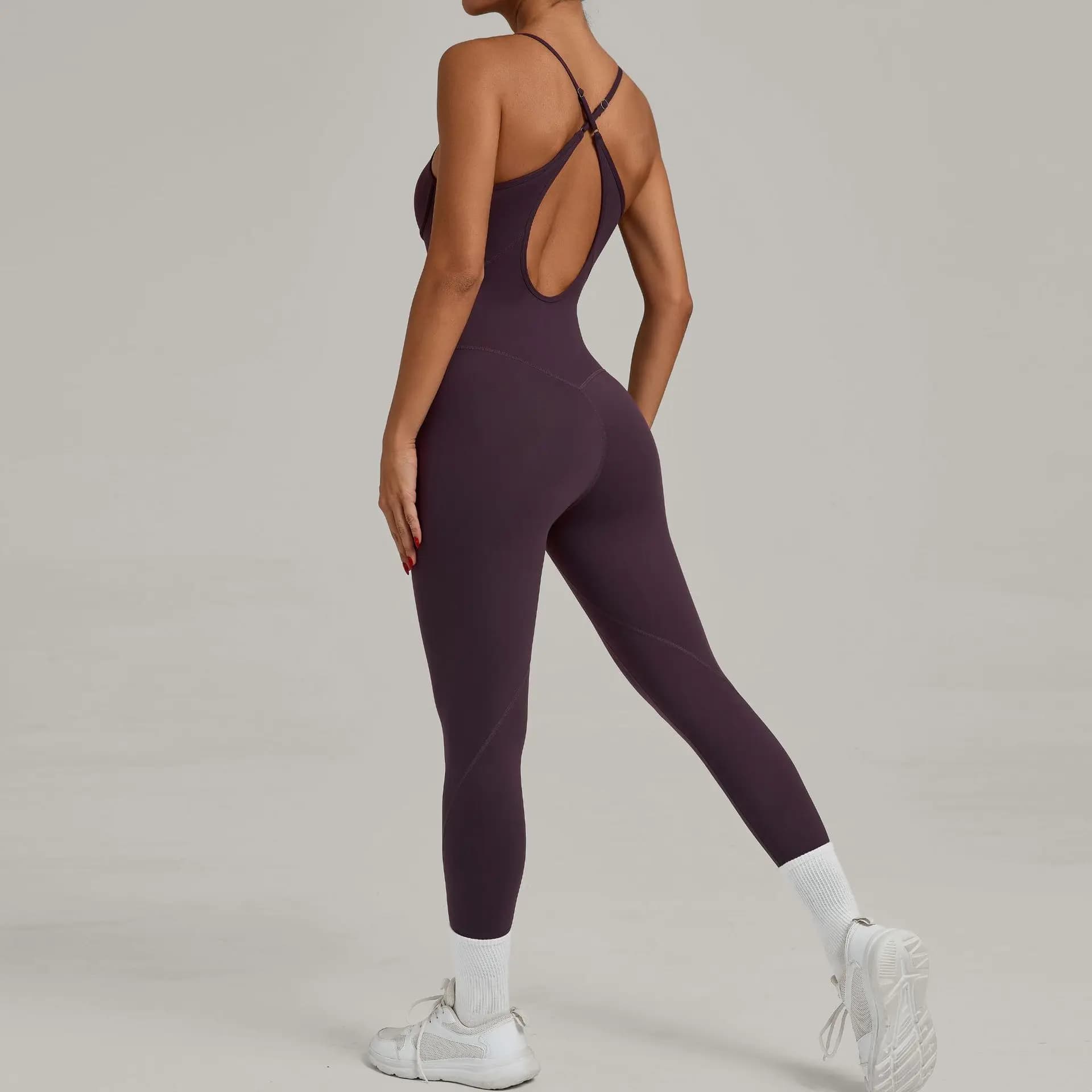 Women's yoga overall, sports set, sports body with shoulder straps, for racing and fitness, sexy, without backrest