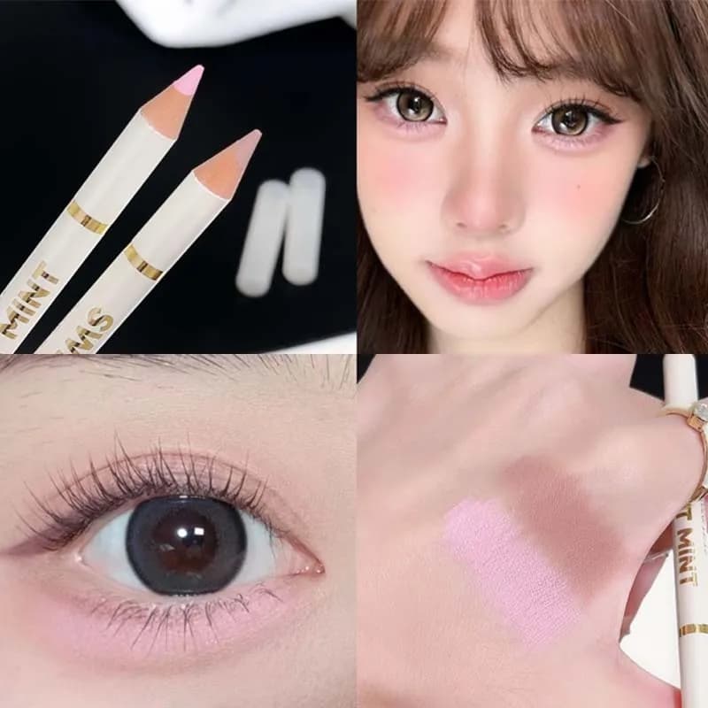 Sdraiato Baco da seta Ombra Schiarente Penna per labbra Penna multiuso a doppia testa Rosa pesca Tinta nuda sotto Penna per eyeliner Trucco coreano