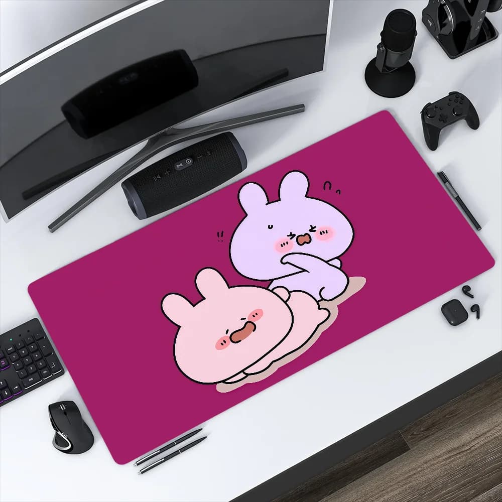 Tappetino per mouse Kawaii A-Asamimichann, carino, antiscivolo, con bordi rinforzati, per ufficio, studenti, gaming, spesso, grande, per scrivere, con cuscino