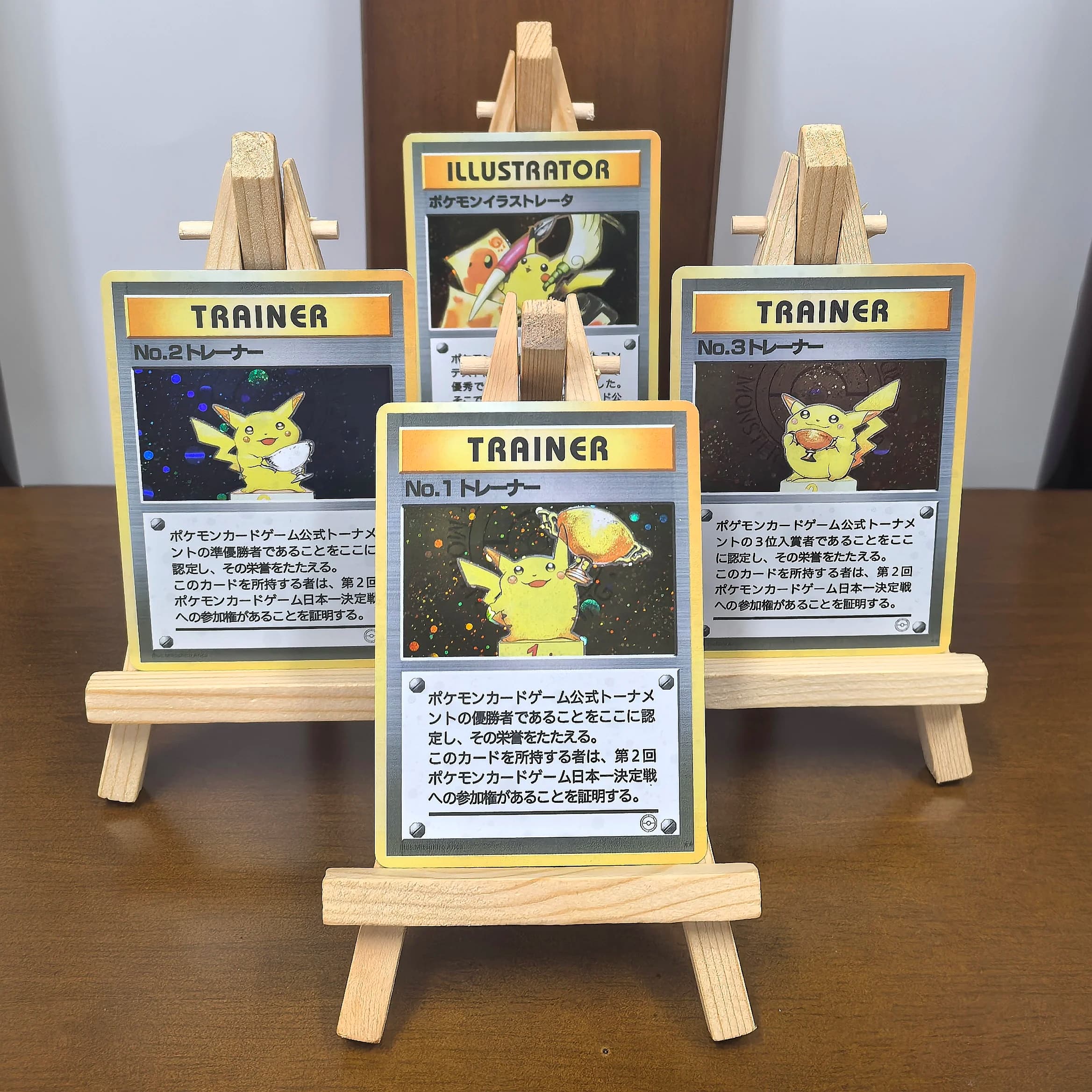 FAI DA TE Pokemon Giapponese PTCG Collezione di Carte 1997 TROPHY PIKACHU RARE Self Made Singola Carta Gioco Classico Anime Carte Regalo Giocattoli