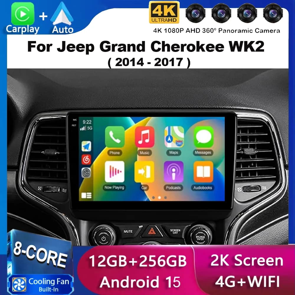 Android 15 Carplay Auto Per Jeep Grand Cherokee WK2 2014 - 2017 Autoradio Multimedia Video Player Navigazione stereo GPS No 2din