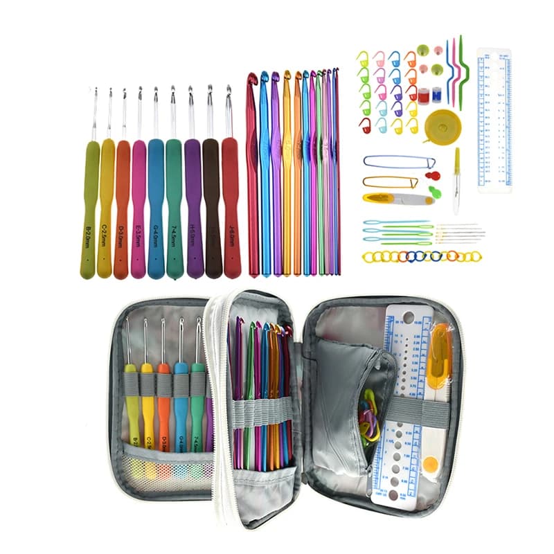 Dimensioni uncinetti aghi Kit punti lavoro a maglia custodia uncinetto aghi per mani artritiche strumenti per cucire accessori