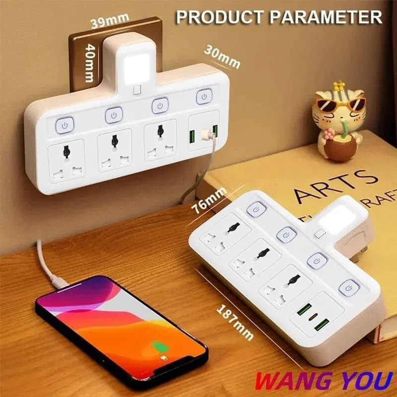 EU UK Plug Universal Outlet Power Strip Multitap AC Separate Control Wall Socket With USB Fast Charge Multiprise Plug Adapter
