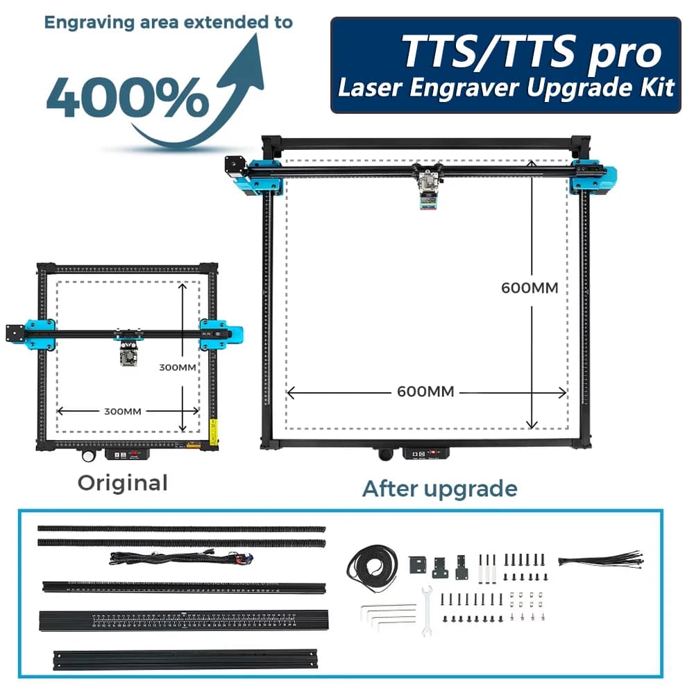 600X600mm expansion kit for TTS-25/TTS-55/TTS-10 engraving area TTS pro X Y axle extension kit directly installed