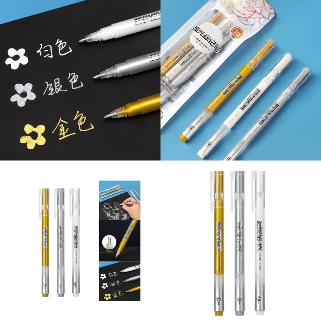 Evidenziatore bianco oro argento senza sanguinamento per quaderno scrapbooking