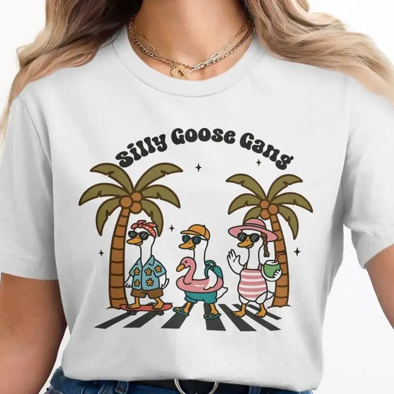 Silly Goose Gang T Shirt Retro Summer Trendy Beach Vibes Funny 17