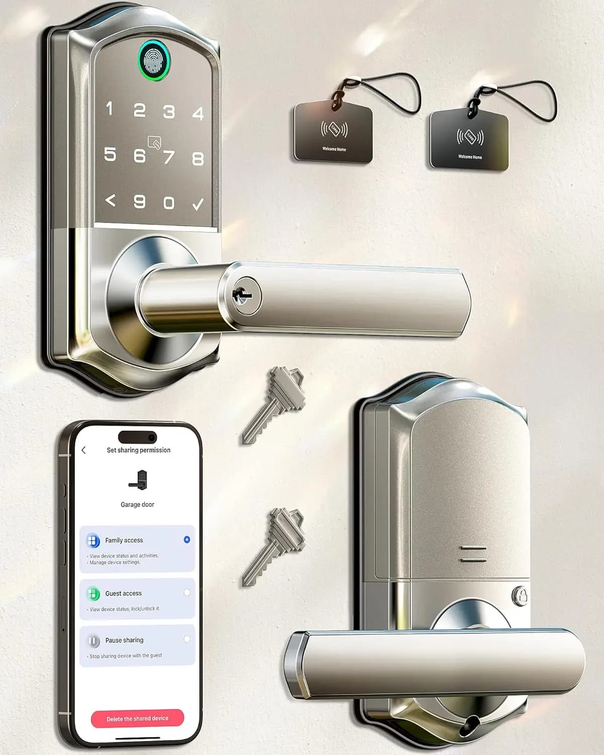 Serratura Intelligente con Impronta Digitale e Controllo App, Ingresso con Tastierino, Impermeabile IP55 per Sicurezza Domestica