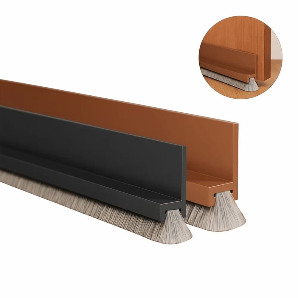 Tappo per porta in PVC autoadesivo 100 cm Spazzola per guarnizione per porta Design a spazzola Prevenzione degli insetti Spellatura meteorologica Soggiorno