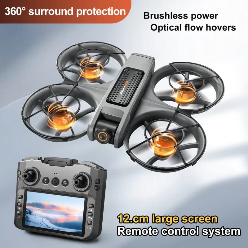 8K Frameless Screen Optical Flow ESC Double Camera Drone RC Brushless Screen Headless Trajectory Flight RC Quadcopter RC Toy