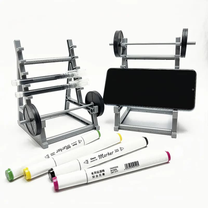 Organizer da scrivania con design a bilanciere per penne, occhiali, smartphone, quaderni, mini attrezzature da palestra, decorazioni per ufficio, regalo di cancelleria fantastico