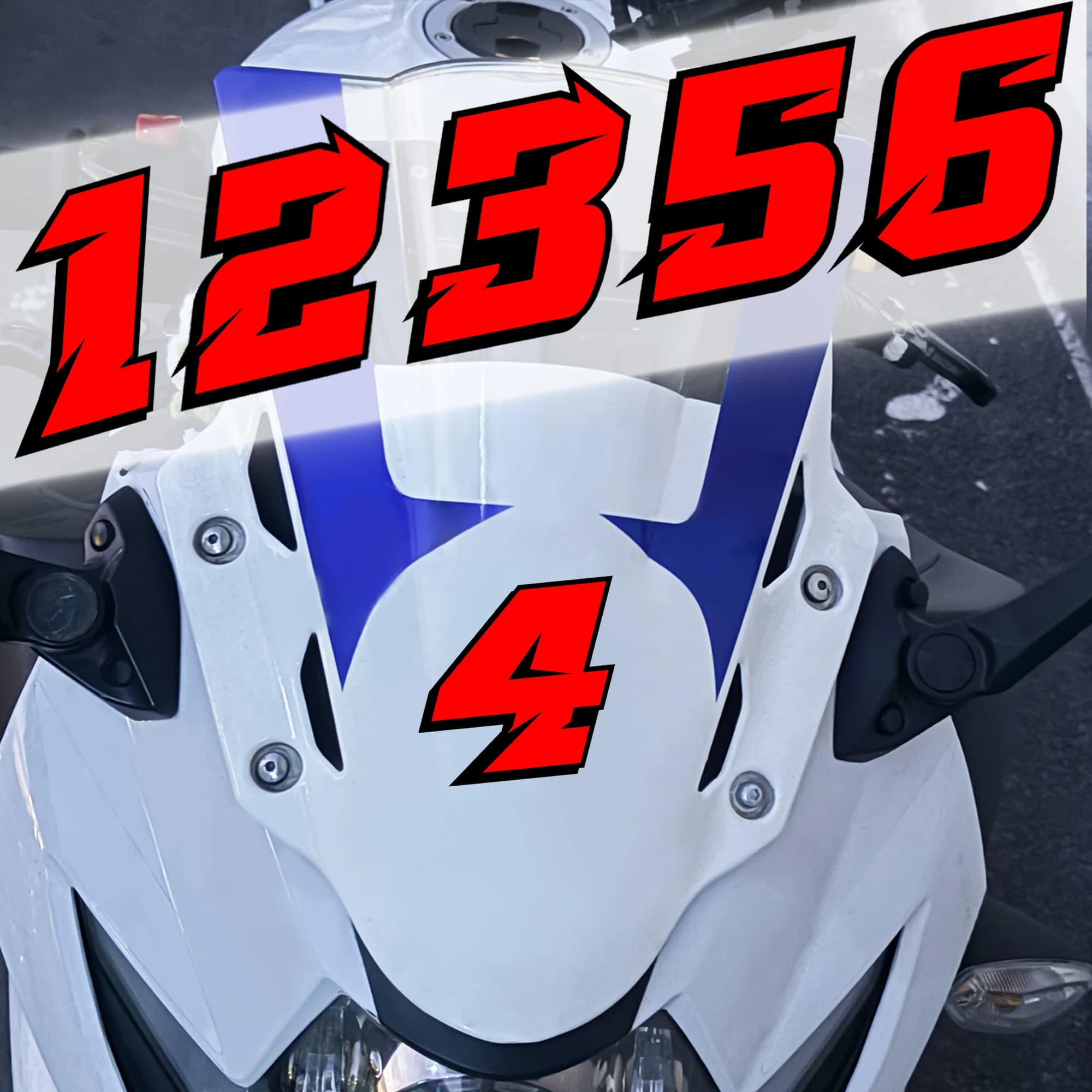 2 Adesivi Rossi per Numero Moto, Impermeabili, per Casco, Carenatura, Parafango, Serbatoio, Bicicletta, Scooter, Decalcomanie in Vinile Autoadesive