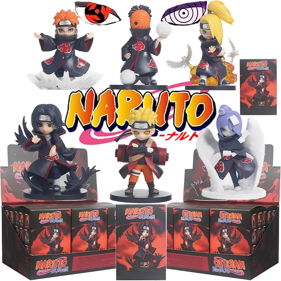 Bandai Naruto Shippuden Akatsuki Arc Series Trendy Blind Box Toys Mystery Box Guess Action Figure Surprise Gift Toy