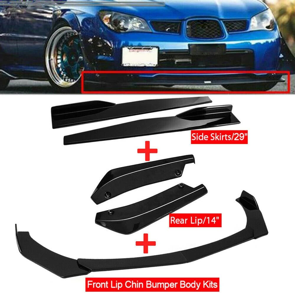 Spare parts universal for front bumper Spoiler for lips Diffuser Body Kit Winglets Black Protection side skirt extension