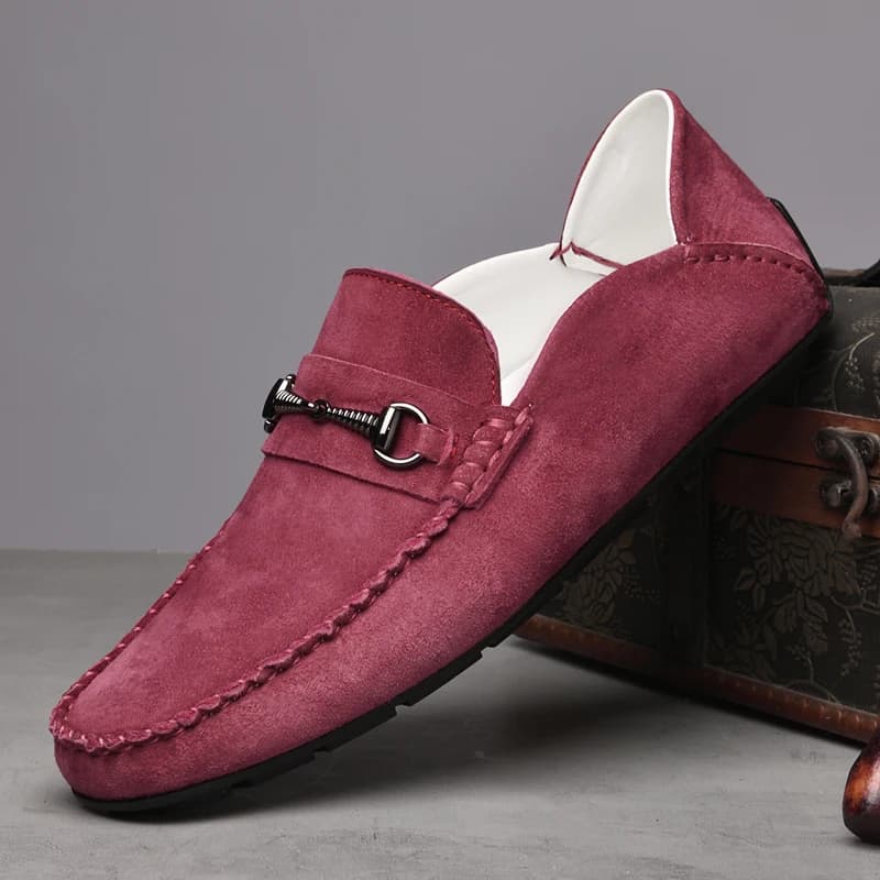 Mocassini da uomo anti pelle scamosciata cuciti a mano scarpe da guida casual comode e alla moda con fondo piatto