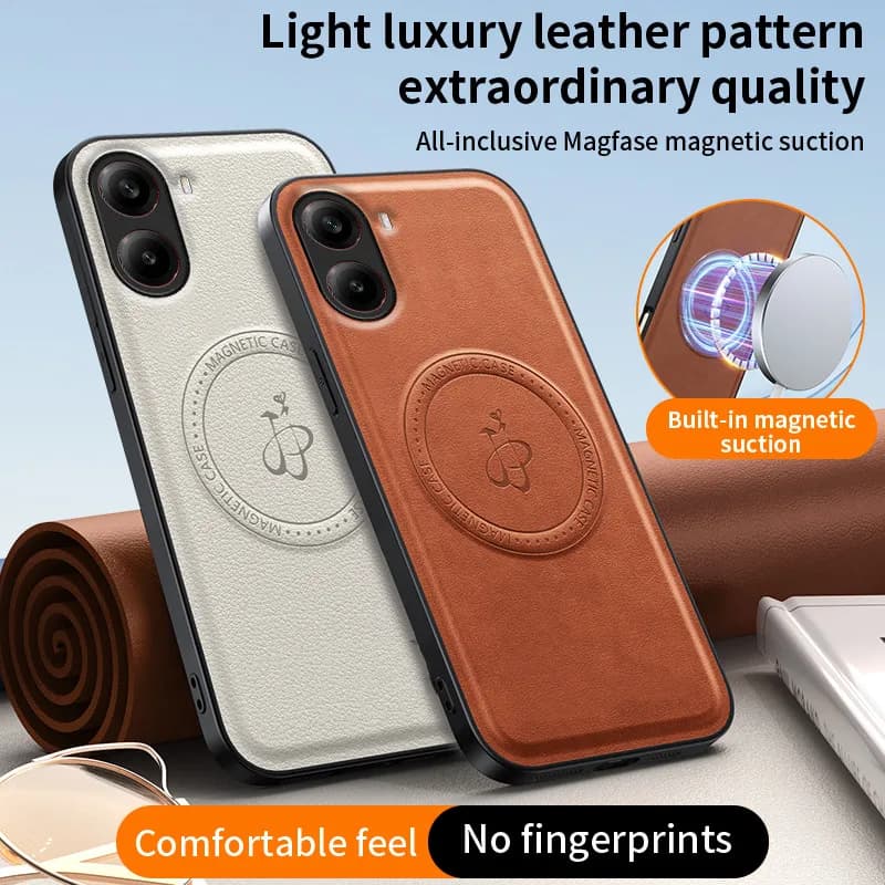 Custodia magnetica con ricarica wireless per Xiaomi Poco F7 5G Custodia protettiva in pelle PU con guscio posteriore rigido Coque Funda