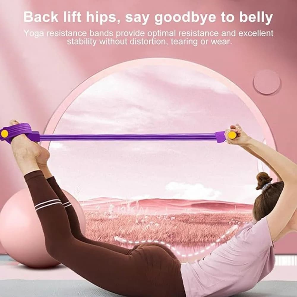 Pedal Resistance Band with Handle, Up to 50lbs 6-Tube Multifunction Pedal Resistance Band for Home Workout, Natural Rubber Foot Pedal Resistance Band with Storage Bag