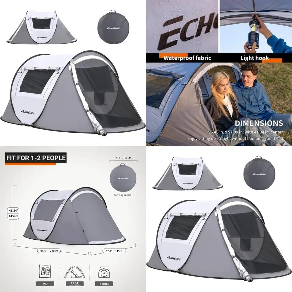 Tenda da campeggio portatile a installazione rapida per 2-6 persone, design a cupola impermeabile, include borsa per il trasporto