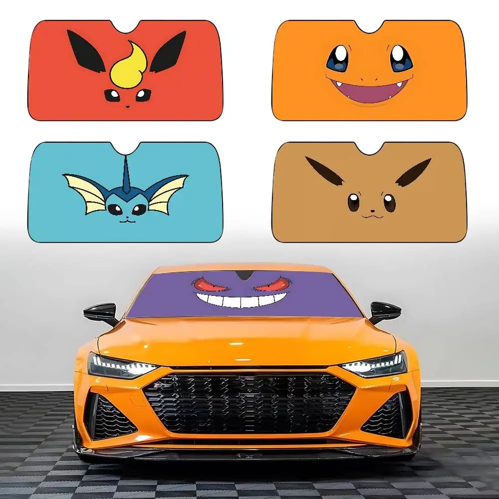 P-Poke-mon Car SunShade Car Sunshade Covers Cover Universal Windscreen Folding Visor
