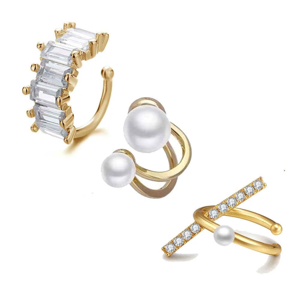 Moda cristallo Piercing falso orecchini polsino dell'orecchio per le donne semplice Tennis Zirconia oro orecchio cartilagine orecchino gioielli Chic Dropship
