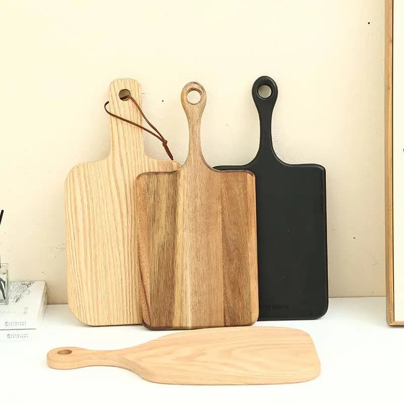 Real Wood Cutting Board Wooden Fruit Knife Board Kitchen Japanese Beech Bread Board Double-Sided Modern Simple Style Irregula...