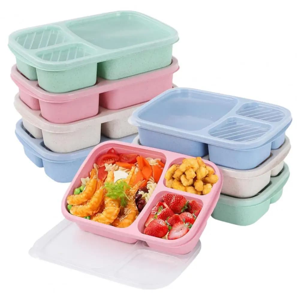 Food Storage Container 4pcs Divided Lunch Box Set 4-compartment Snack Containers with Lids Reusable -free Meal Prep for Travel