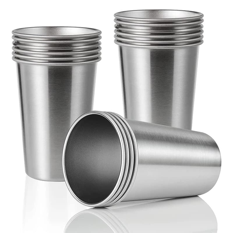 LMETJMA 500ML Bicchieri da pinta in acciaio inossidabile Bicchieri da acqua infrangibili Bicchieri da bicchiere in metallo riutilizzabili impilabili per bambini Viaggi JT66