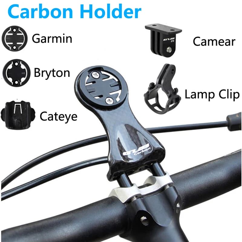 Supporto in carbonio gps Garmin Edge 200 520 820 Cateye Supporto per computer da bicicletta Bryton Rider 310 530 Lampada da ciclismo per bici con clip per fotocamera