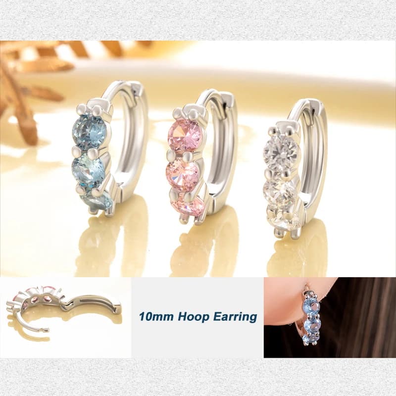Orecchini a Cerchio in Cristallo per Donne, Orecchini Huggie Leggeri in Acciaio Inossidabile 316L Ipoallergenico con Zirconia Cubica Scintillante