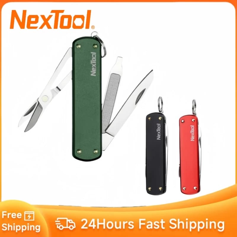 Coltello Pieghevole Multifunzione NexTool Mini 64.5mm con Mini Forbici, Piccolo Cacciavite, Lima per Unghie, Strumento Tascabile Creativo Portatile