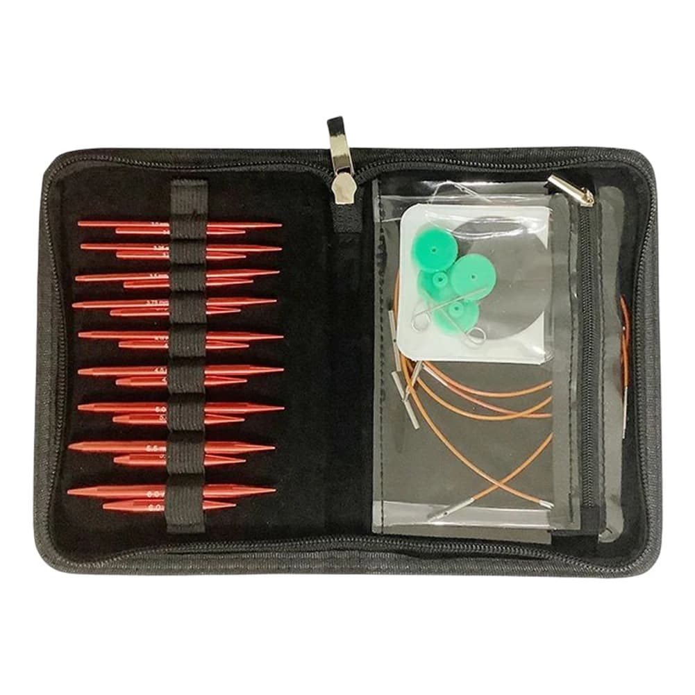 Set di Ferri da Uncinetto Rimovibili in Alluminio, Aghi Circolari per Lavori Artigianali, Impugnatura Comoda, Regalo Festivo per Cucito e Tessitura