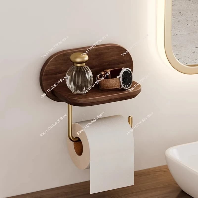 Porta carta igienica in noce Scatola per fazzoletti senza trapano Porta asciugamani scandinavo per la casa Organizzatore di tovaglioli da bagno Elegante tessuto