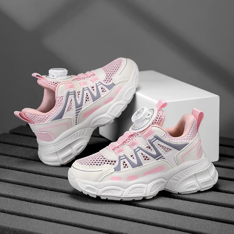 Wind Resistant Kids Autumn Sports Shoes Dense Mesh Upper Comfortable Sneakers Anti Slip Sole for Outdoor Activities