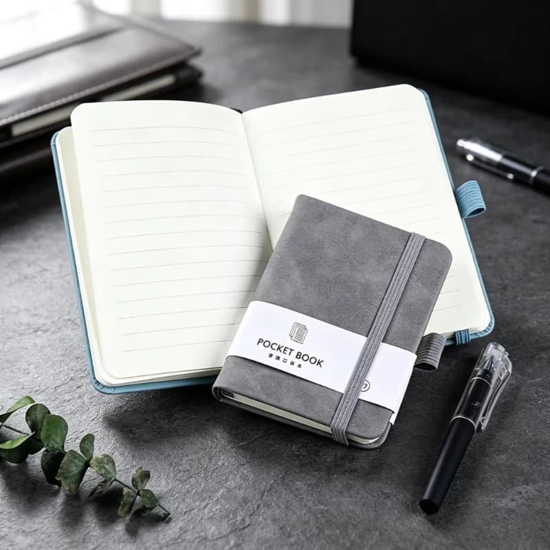 2pcs Mini Pocket Journal Notebook A7 Lined Hard Cover Notepad with Elastic Closure Portable Daily Planner Office School Supplies
