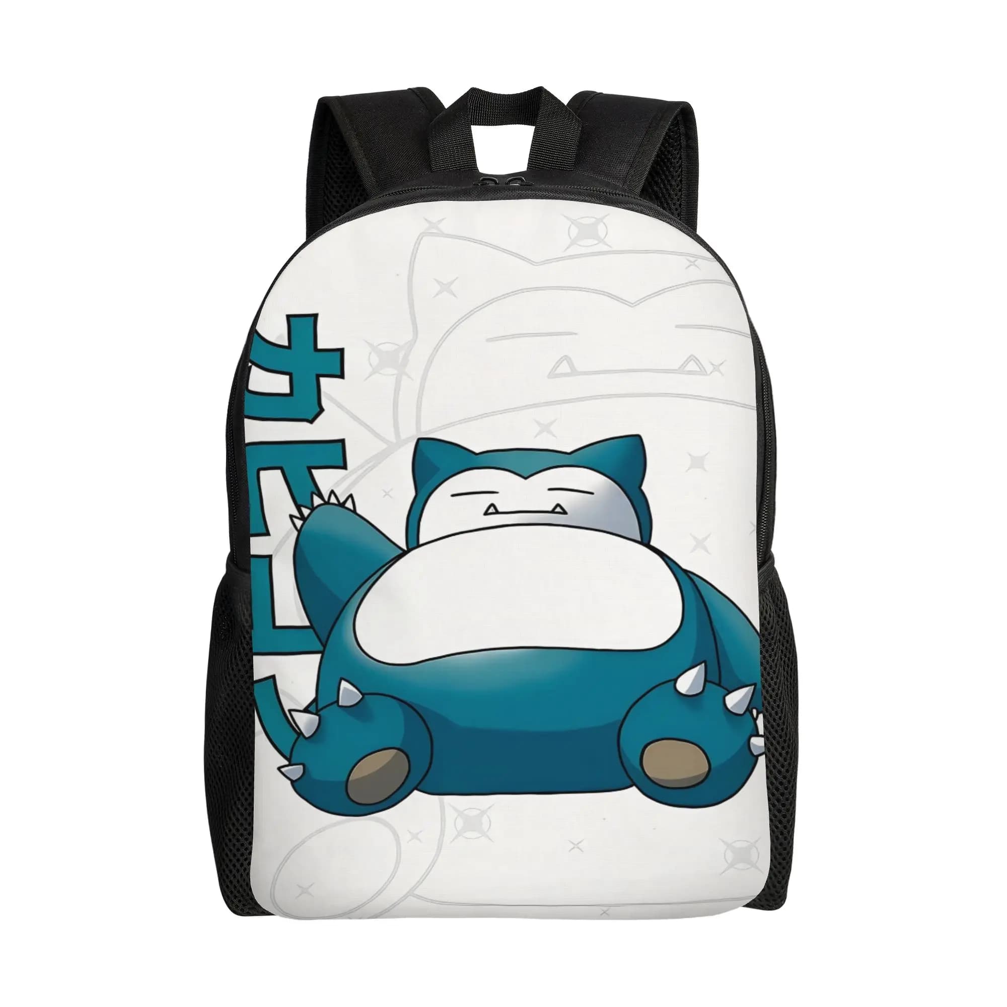 Pokemon Snorlax Backpack Youth Soft Backpacks Polyester Kawaii School Bags Travel Design Rucksack